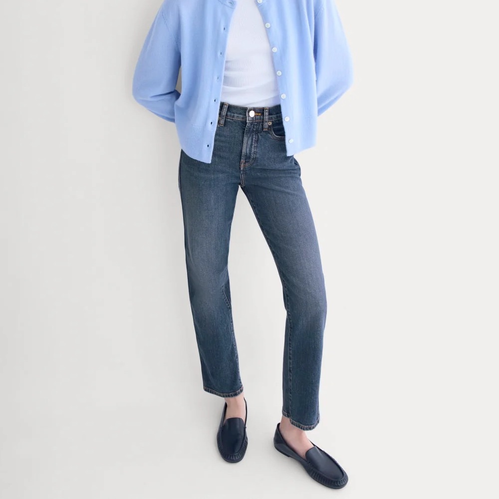 Everlane Cigarette Button Fly Slim Straight High Rise Ankle Denim Jeans